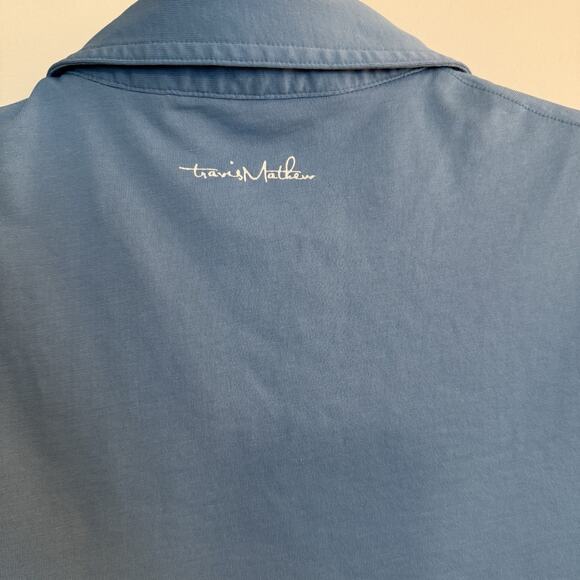 Travis Mathew Polo Men’s Small Blue Stripe Regular Fit SS Performance Golf - Picture 4 of 11